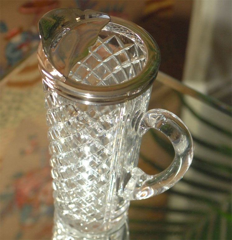 Sterling Silver Hawkes Cut Crystal and Sterling Cocktail Pitcher For Sale